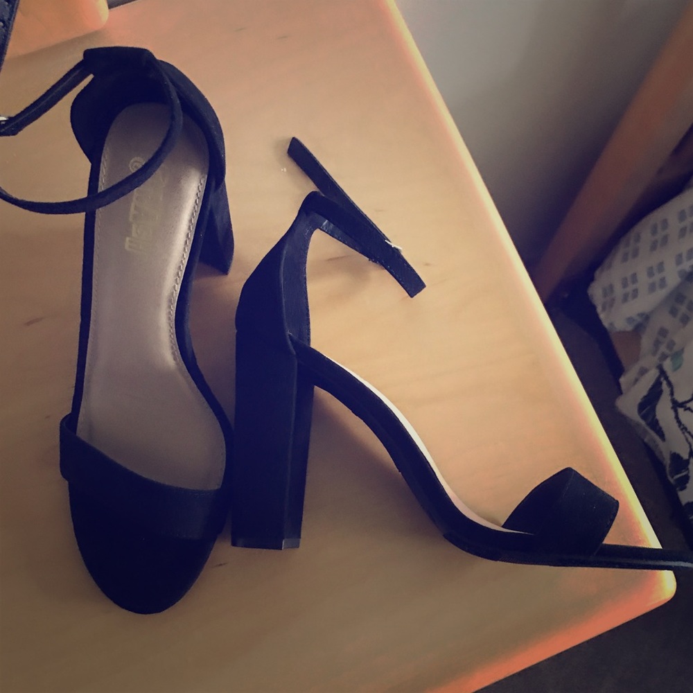 Brand New in box! Black strap chunky heel